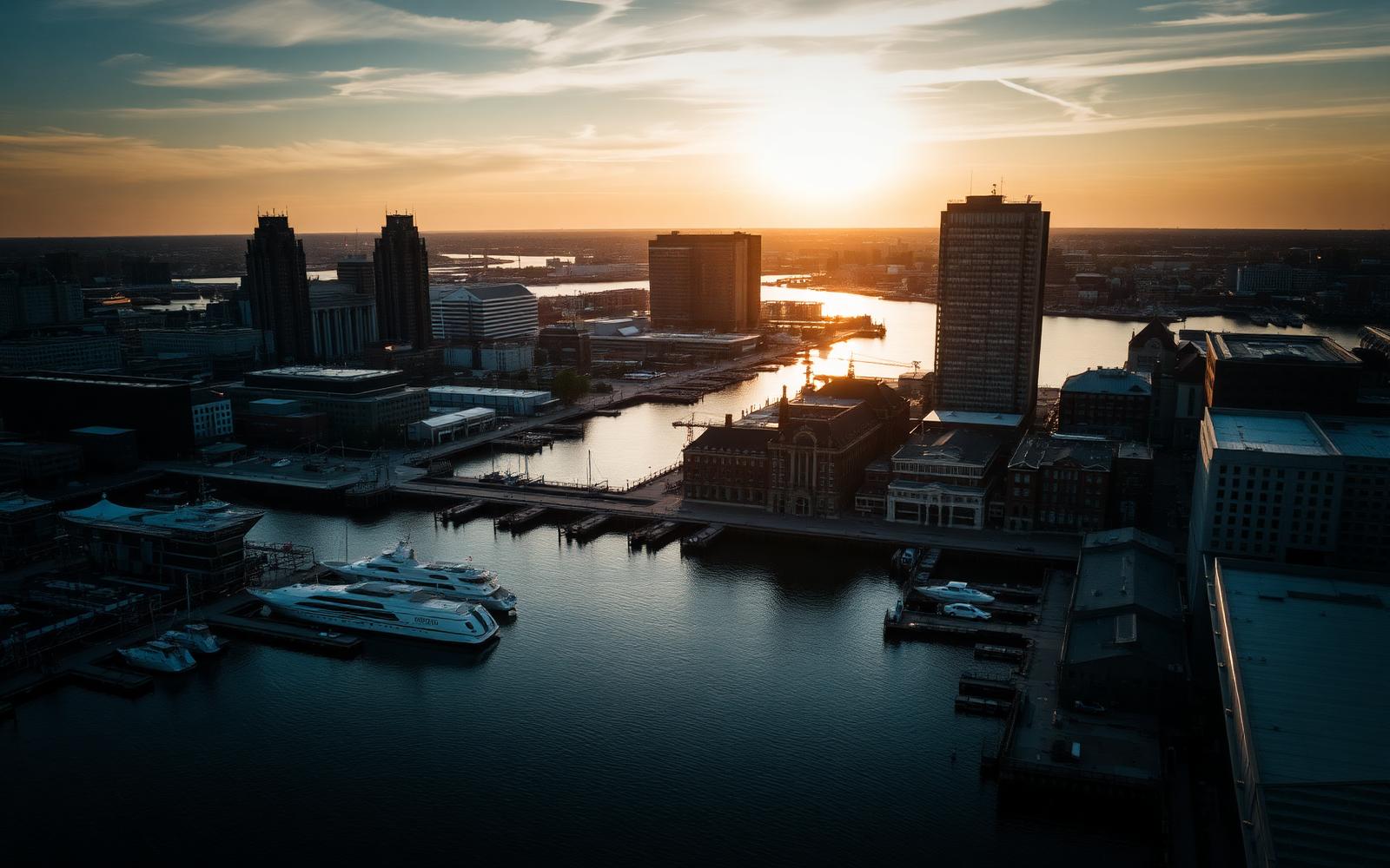 Baltimore Inner Harbor at golden hour